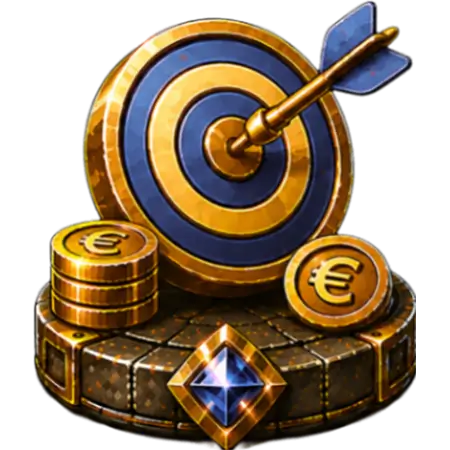 Casino challenge target with dart and coins
